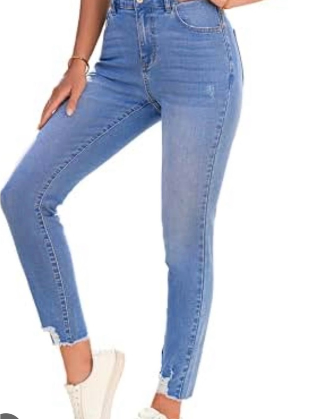 Risen Los Angeles High-Rise Light Wash Ankle Skinny Jeans for Women